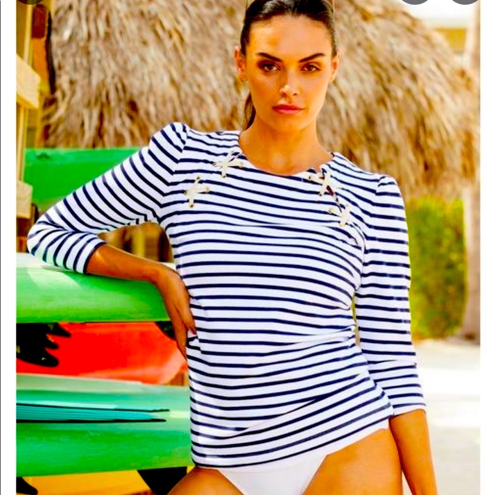 Lovely Striped Tied Shoulder Top Size M Never Worn